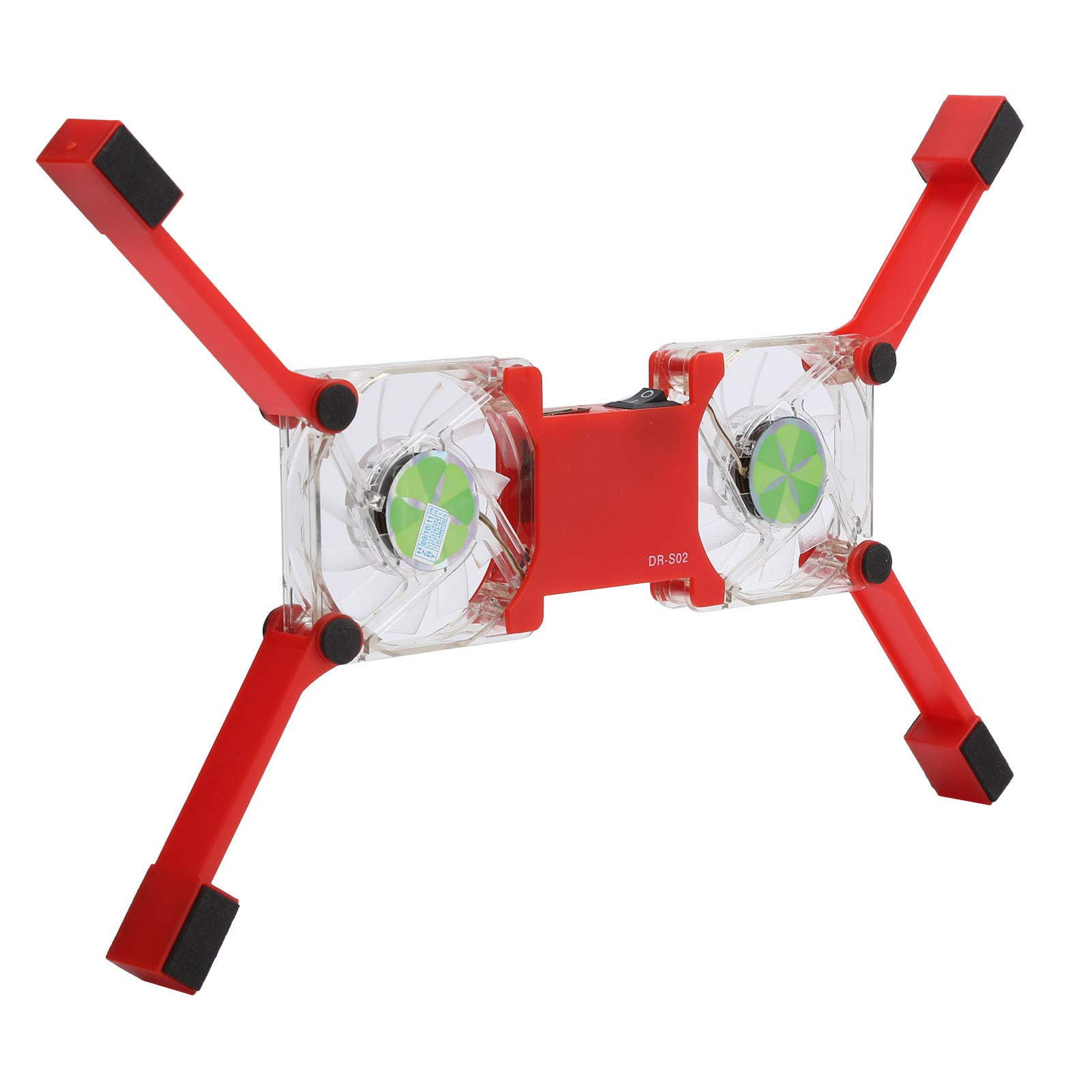 DR-S02 - Enfriador plegable para laptop con doble ventilador, portátil alimentado por USB, base de refrigeración con soporte antideslizante (rojo) 2