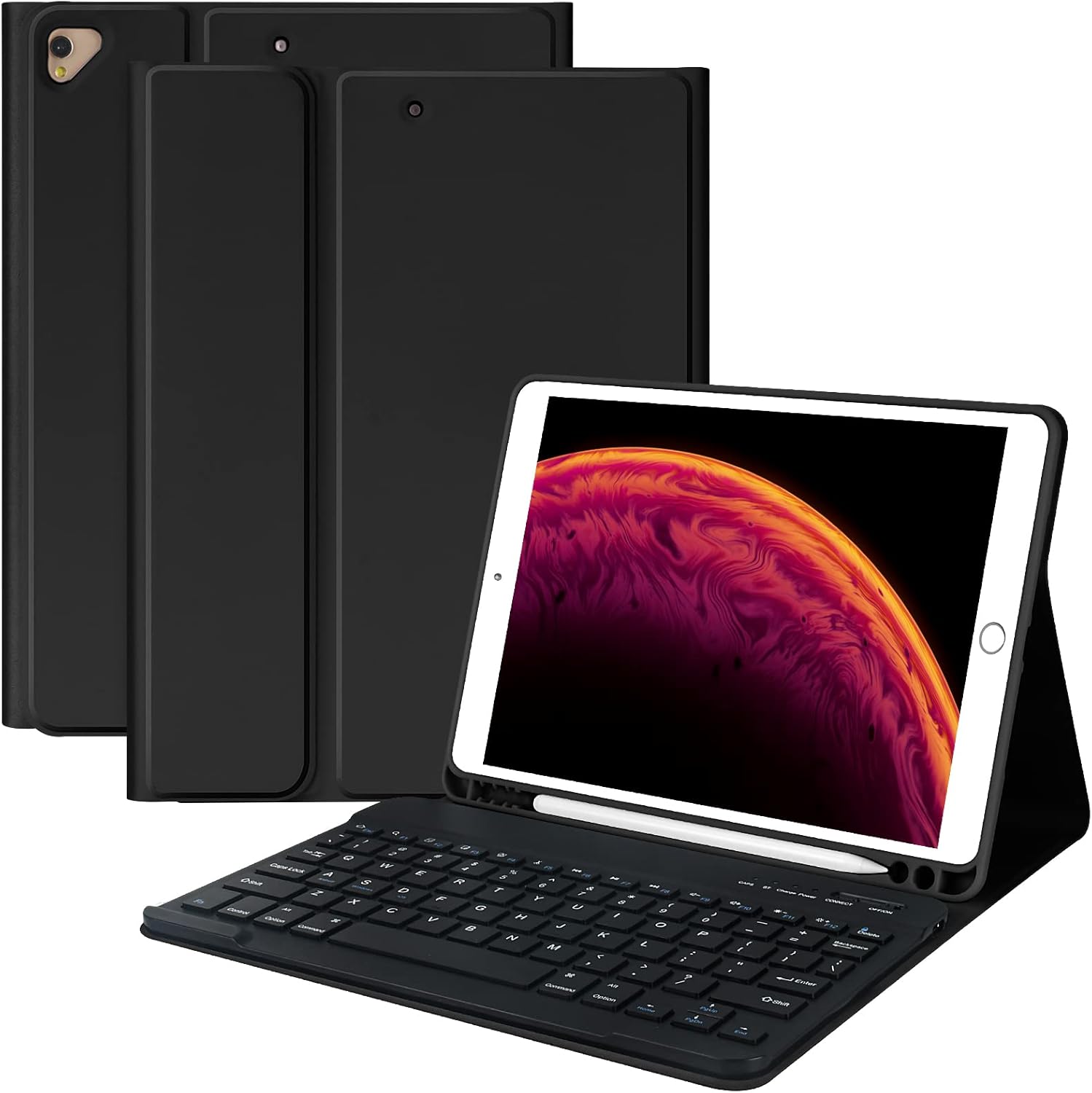 MMK for iPad 9th Generation Case with Keyboard, for iPad 8th 7th Generation Case with Keyboard (Wireless Detachable & Pencil Holder), iPad 10.2"/iPad Air 10.5"(3rd Gen)/iPad Pro 10.5" (Black)