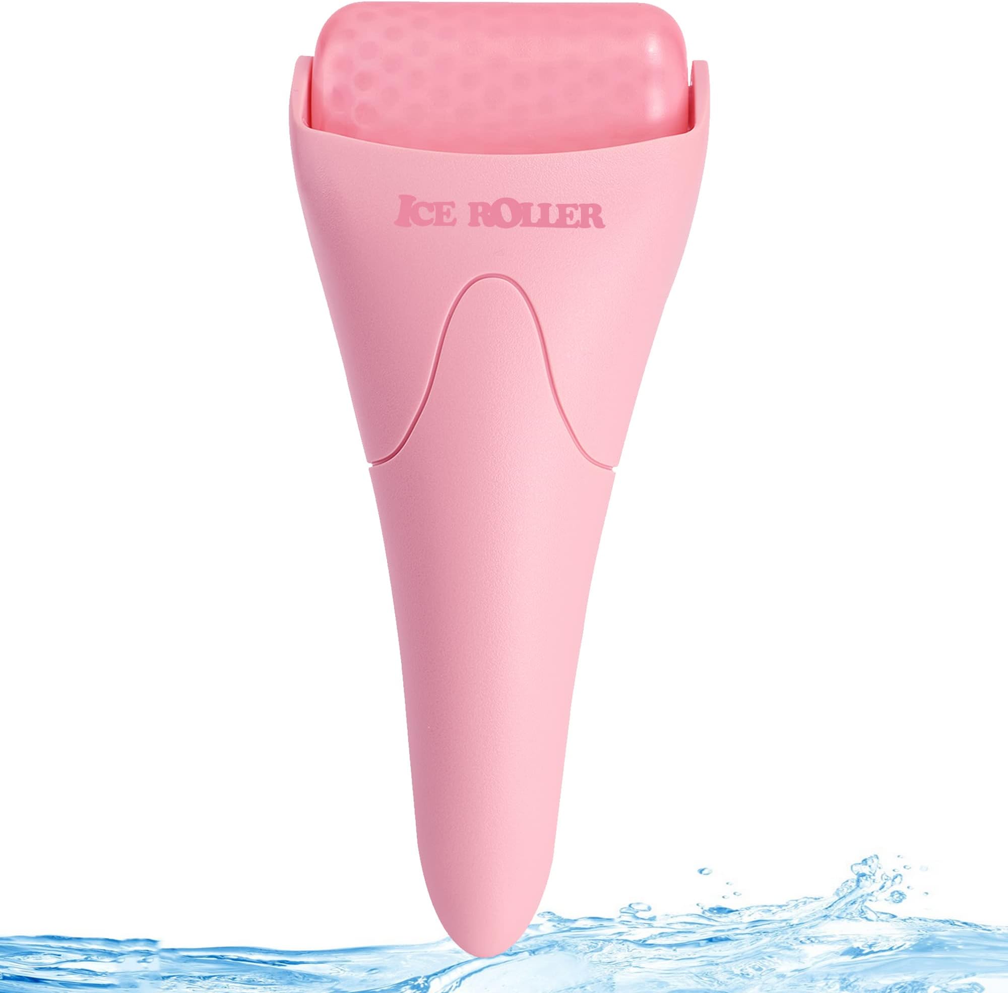 Ice Roller For Face, Eye Massager And Whole Body Relief, Face Roller Skin Care Tool For Migraine Relief And Blood Circulation (Pink Handle+Pink Roller Head)