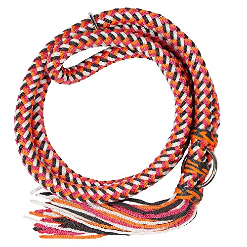Pfiff 102932 Halsring für Pferde, Rund geflochten, Einstellbar, Länge 170cm Orange-Weiß