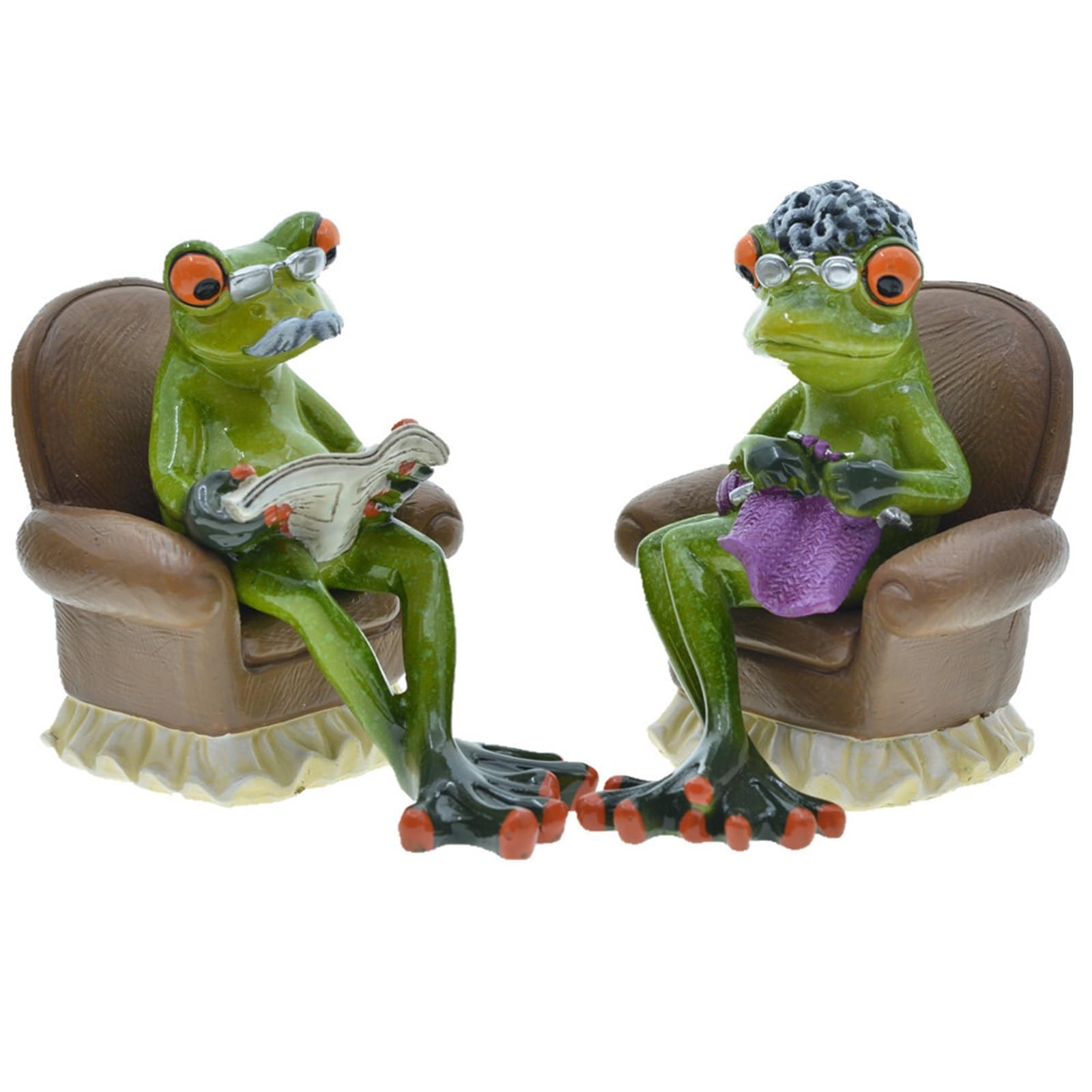 2 sztuk/zestaw ogród ciesz się życiem para żywiczna figurka żaby Nordic dekoracja pokoju domowego figurka zwierzątko miniaturowa dekoracja stołu (Color : GrandParents)