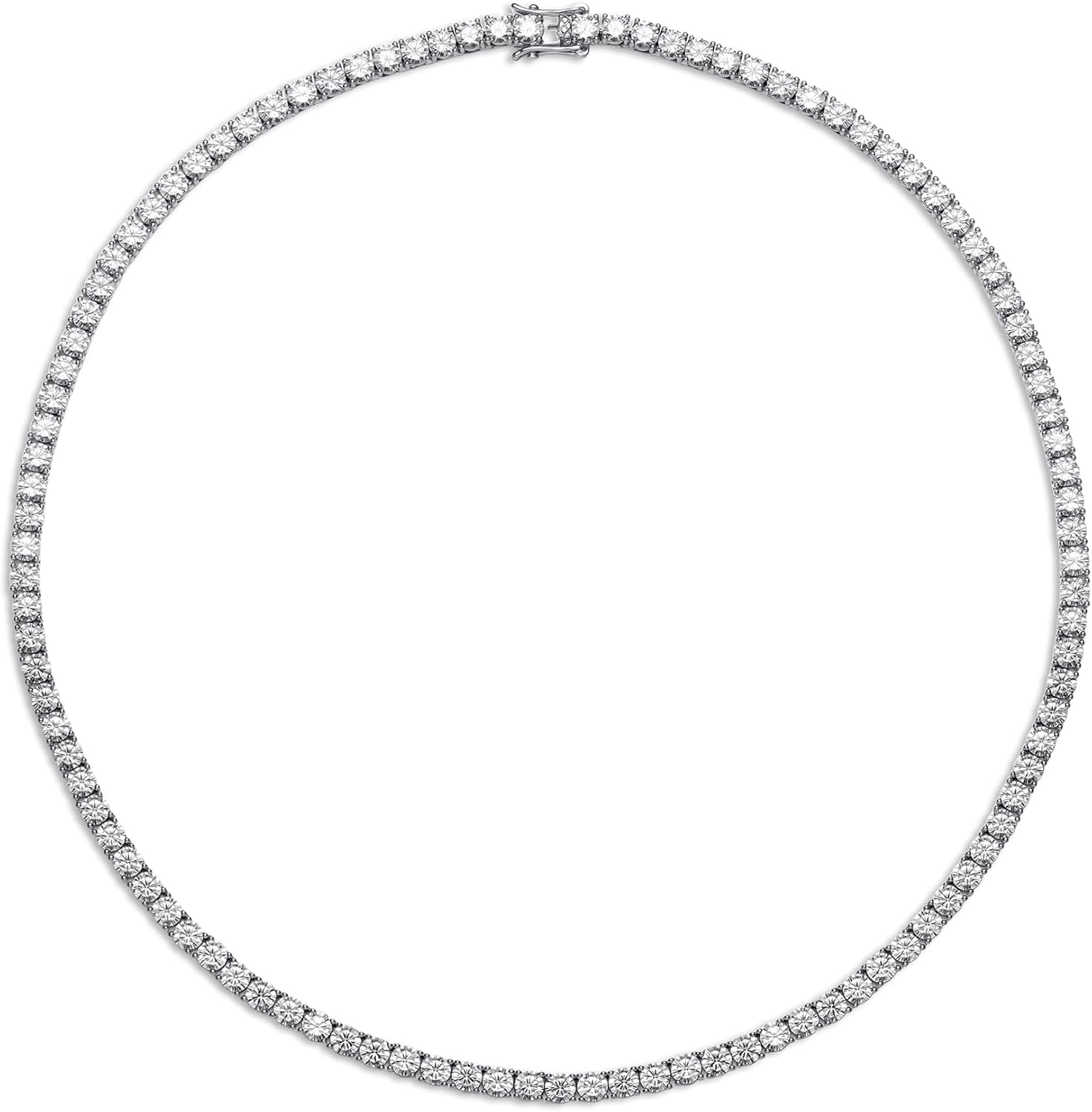 Tennis Necklace for Women, Dainty Cubic Zirconia Choker, 14K Gold Plated Tennis Chain, Elegant White Jewelry Gift for Party or Daily Wear, April Birthstone Necklace, 18 inch