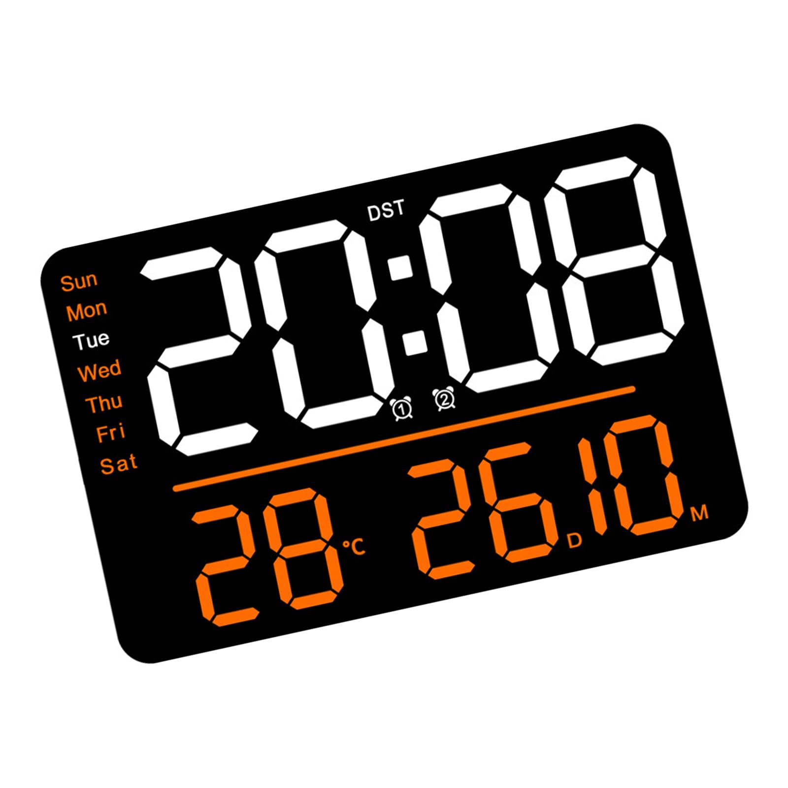 HDOYTXXM Digital Clocks Wall Clock Date/Week/Temperature Display 2 Alarm Clocks Contemporary Bedroom Alarm 11" Large Screen Wall Clock