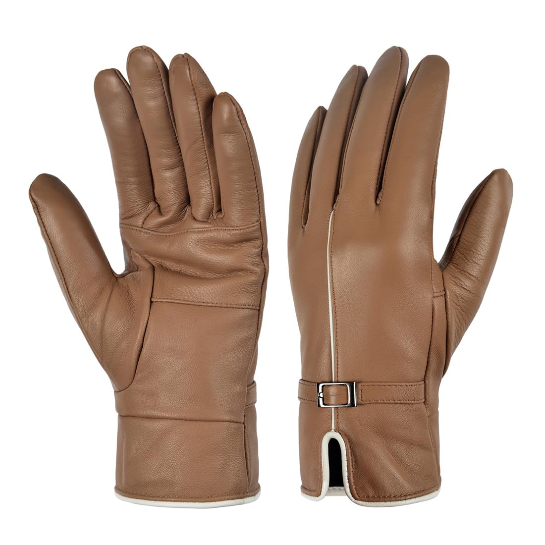 Harssidanzar Damen Lederhandschuhe Winterhandschuhe Warm gefüttert Kaltes Wetter SL026EU