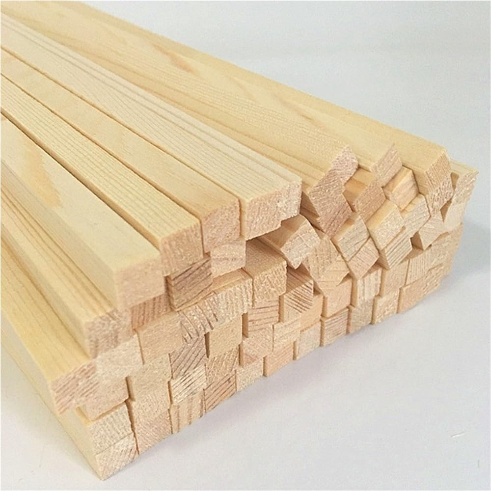 Kije drewniane, Ręcznie robione kwadratowe patyczki drewniane sosnowe, opakowanie 5 szt., 5x5-25x25x330-500 mm(12x12x500mm)