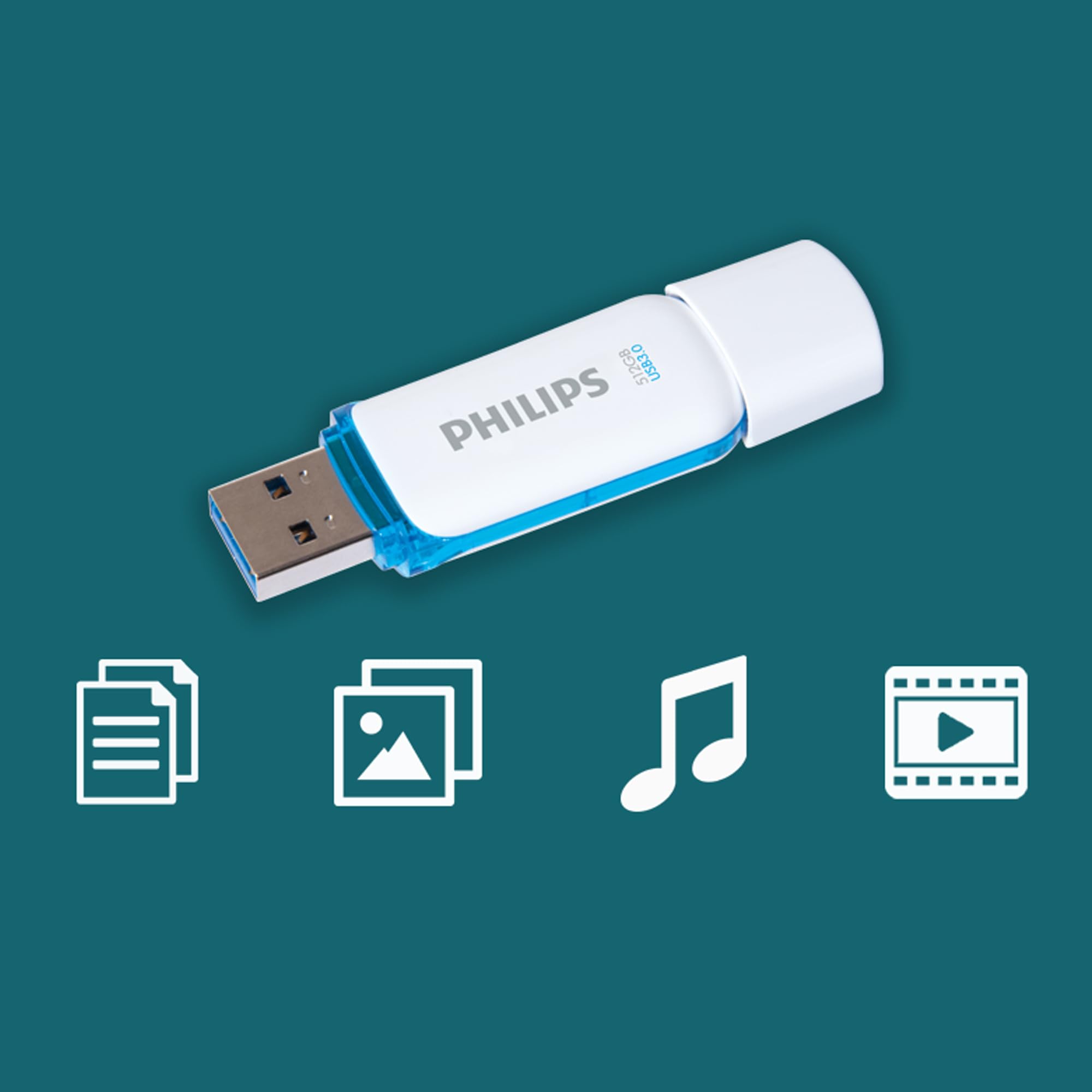 Philips Snow Édition Super Speed clé USB 3.0 512 Go pour PC, Ordinateur Portable, Stockage de données informatiques, Vitesse de Lecture jusqu'à 120 Mo/s