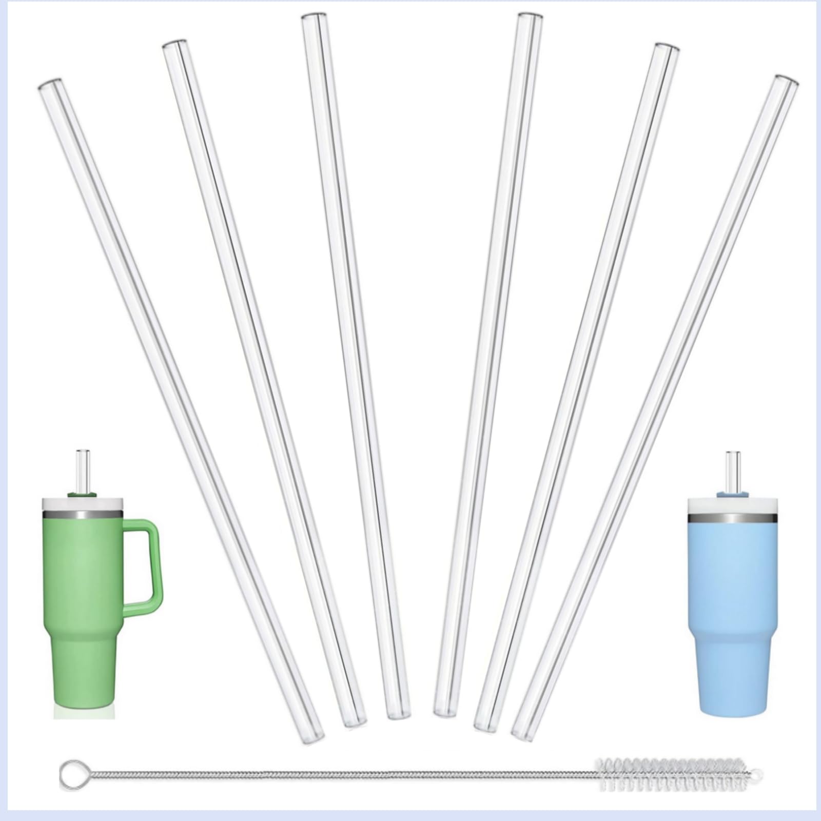 Pajita para vaso Stanley de 30 onzas, popote de repuesto compatible con pajitas Stanley de 30 onzas, 6 pajitas reutilizables con 1 cepillo de limpieza, transparente