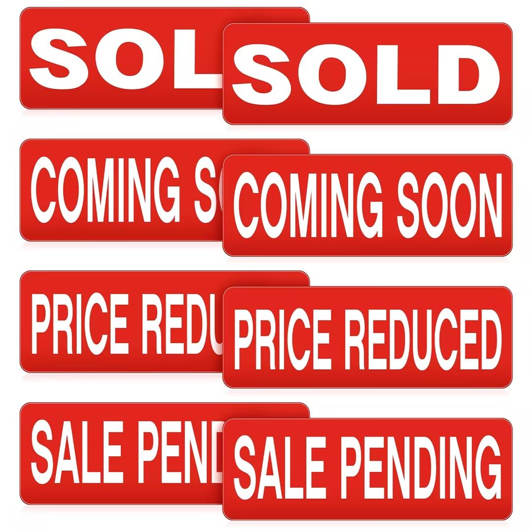 8 Pack Bundle of Real Estate Rider Signs Magnets Real Estate Rider 18 x 6 Inch Magnetic Waterproof Reusable Coming Soon, Sold, Sale Pending, and Price