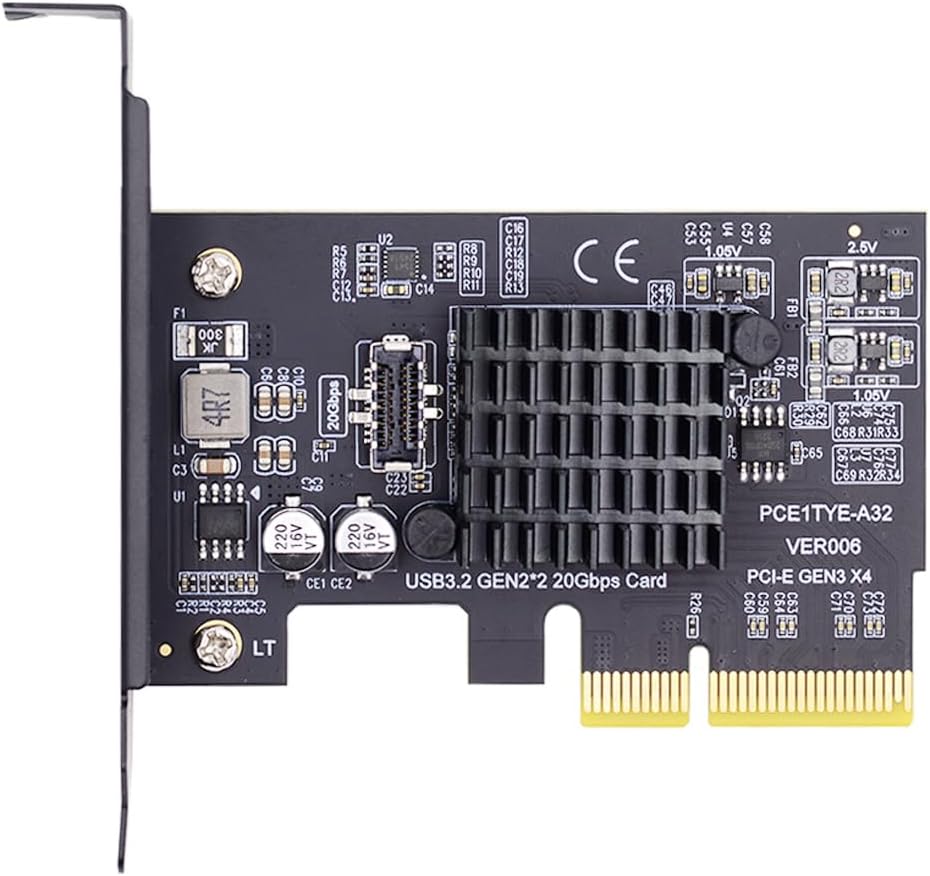 20Gbps USB 3.2 Gen2 Type-C/Type-E Front Panel Socket to PCI-E 4X Express Card Adapter for Desktop Motherboard