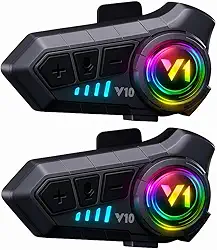 Par Fone de Ouvido Bluetooth RGB para Capacete de Moto, Comunicador Intercomunicador Sem Fio, Headset com Iluminação (2 Unidades) - FULLSELL