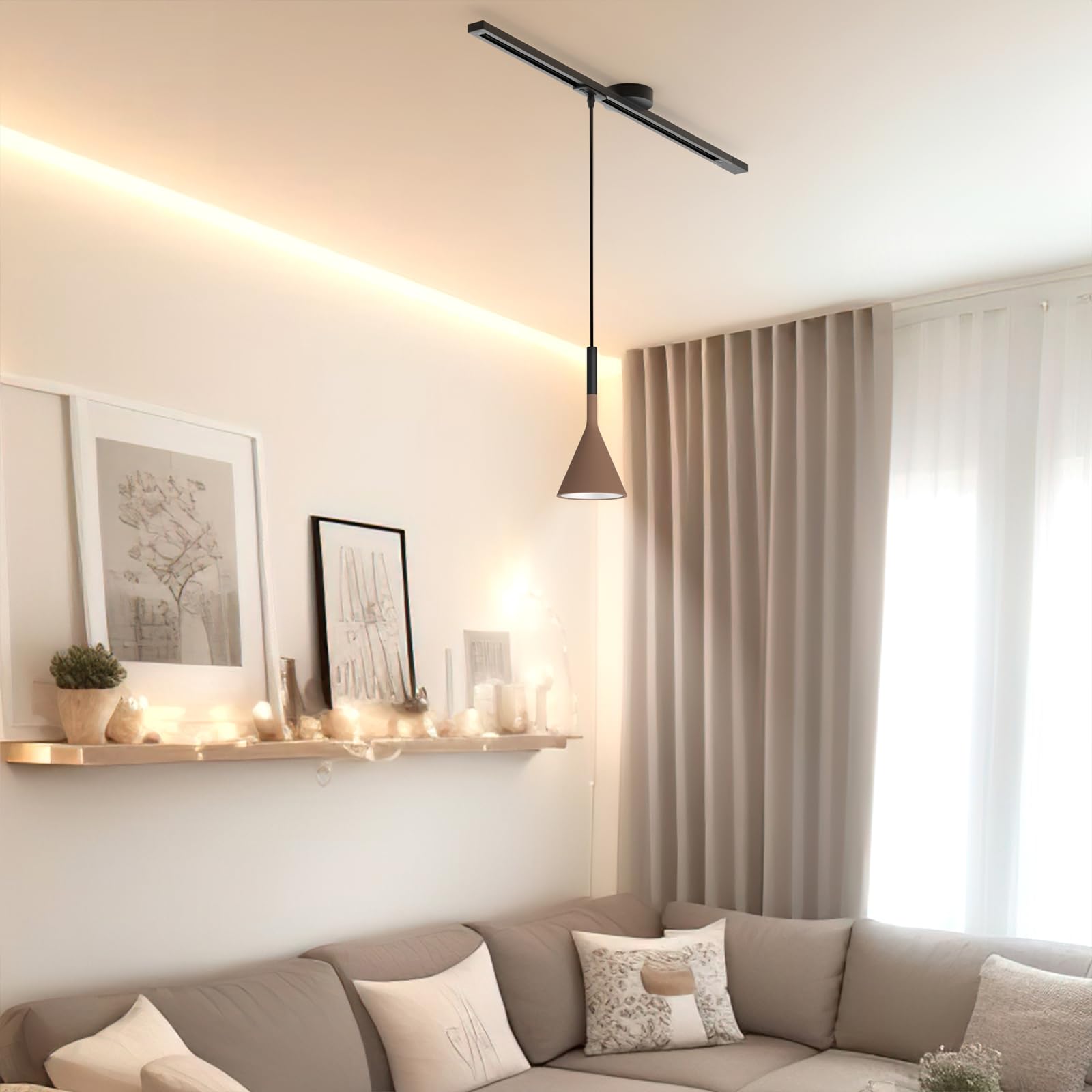 Rail de Plafond pour Lampe, Rotation à 360°, Position du Lustre Ajustable, Installation Multiple pour Lustre d'Intérieur, Vertigo, etc. (Contient 3 En-têtes de Piste)