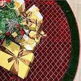 Haute qualité : la jupe de sapin de Noël de couleur rouge et verte classique est fabriquée en tissu matelassé de velours de qualité, qui peut être réutilisé et est durable, doux au toucher comme une grande couverture, très confortable.