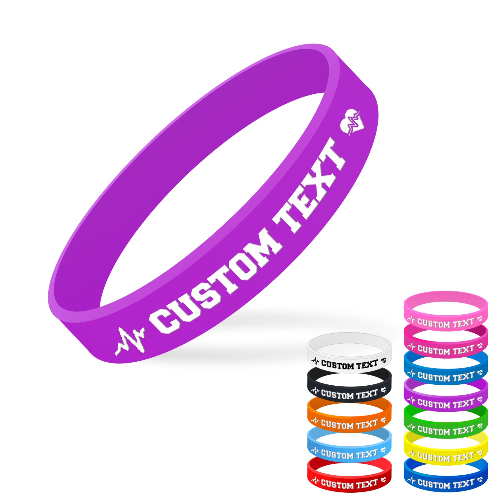 Personalised Silicone Bracelet - Custom Wristbands, ID Bracelets for Kids with Text/Phone Number, Motivation, Gifts (Purple)