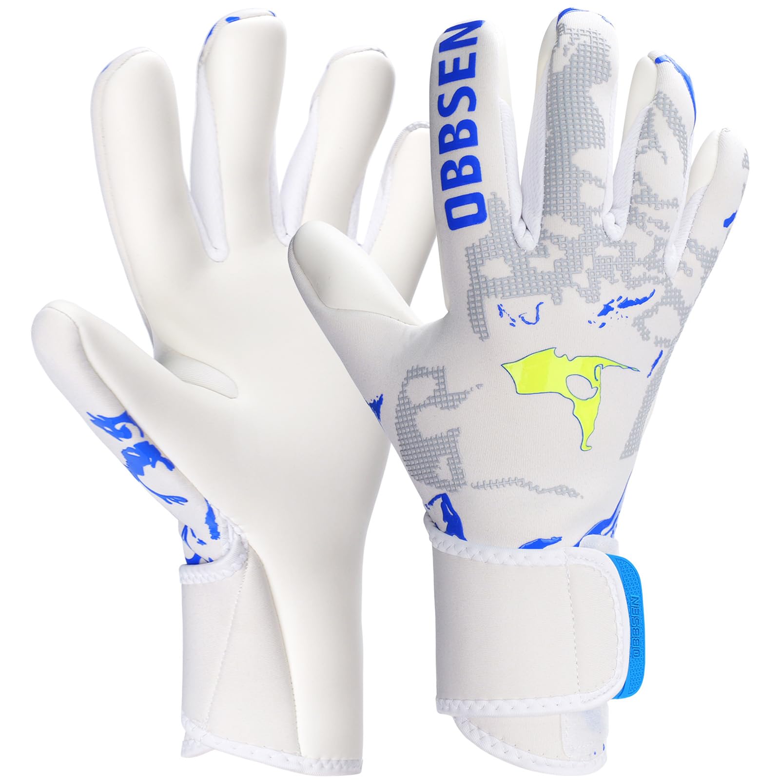 Obbsen Professional Soccer Goalie Gloves for Youth Adults 4+3mm Strong Grip Palm Comfortable Slim Goalkeeper Gloves Double Elastic Wrist Protection