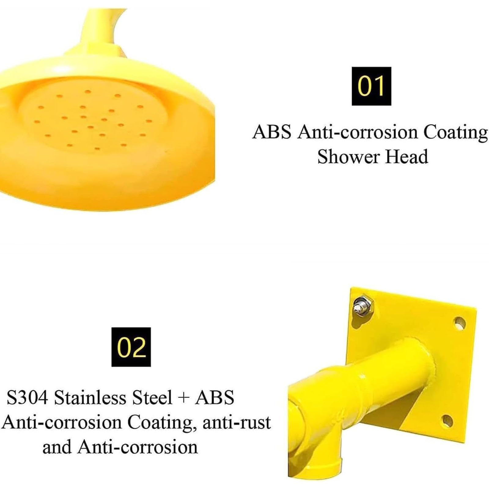 Ducha de emergencia y estación de lavado de ojos, de acero inoxidable montado en la pared con revestimiento anticorrosión ABS, grandes agujeros de ducha para plantas químicas, fábricas, escuelas