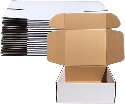 Shipping Boxes 9x9x4 inch Pack of 20, White Corrugated Cardboard Mailer Box