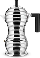 Vista 3 de Alessi MDL02/3 B "Pulcina" - Cafetera de estufa de 3 tazas con asa y perilla de aluminio en color negro