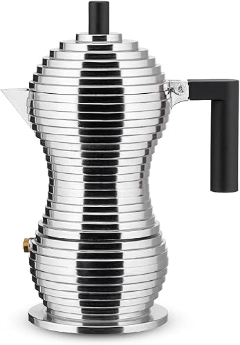 Miniatura 3 de Alessi MDL02/3 B "Pulcina" - Cafetera de estufa de 3 tazas con asa y perilla de aluminio en color negro