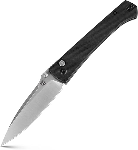ARTISANCUTLERY Navaja de bolsillo plegable Andromeda(1856P) EDC Pequeño Cuchillo plegable con bloqueo de botón AR-RPM9 Hoja de acero y mango G10