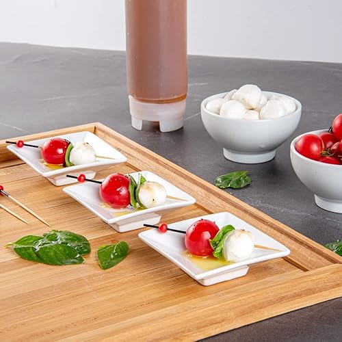 Miniatura 78 de Restaurantware -10 platos blancos pequeños cuadrados, mini platos de 3 pulgadas, para aperitivos, aptos para microondas, apto para horno, plato