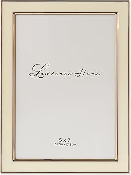 Lawrence 5x7 Picture Frame - Matted White Enamel With Gold, Tabletop Or Wall Mount 8 thumbnail image