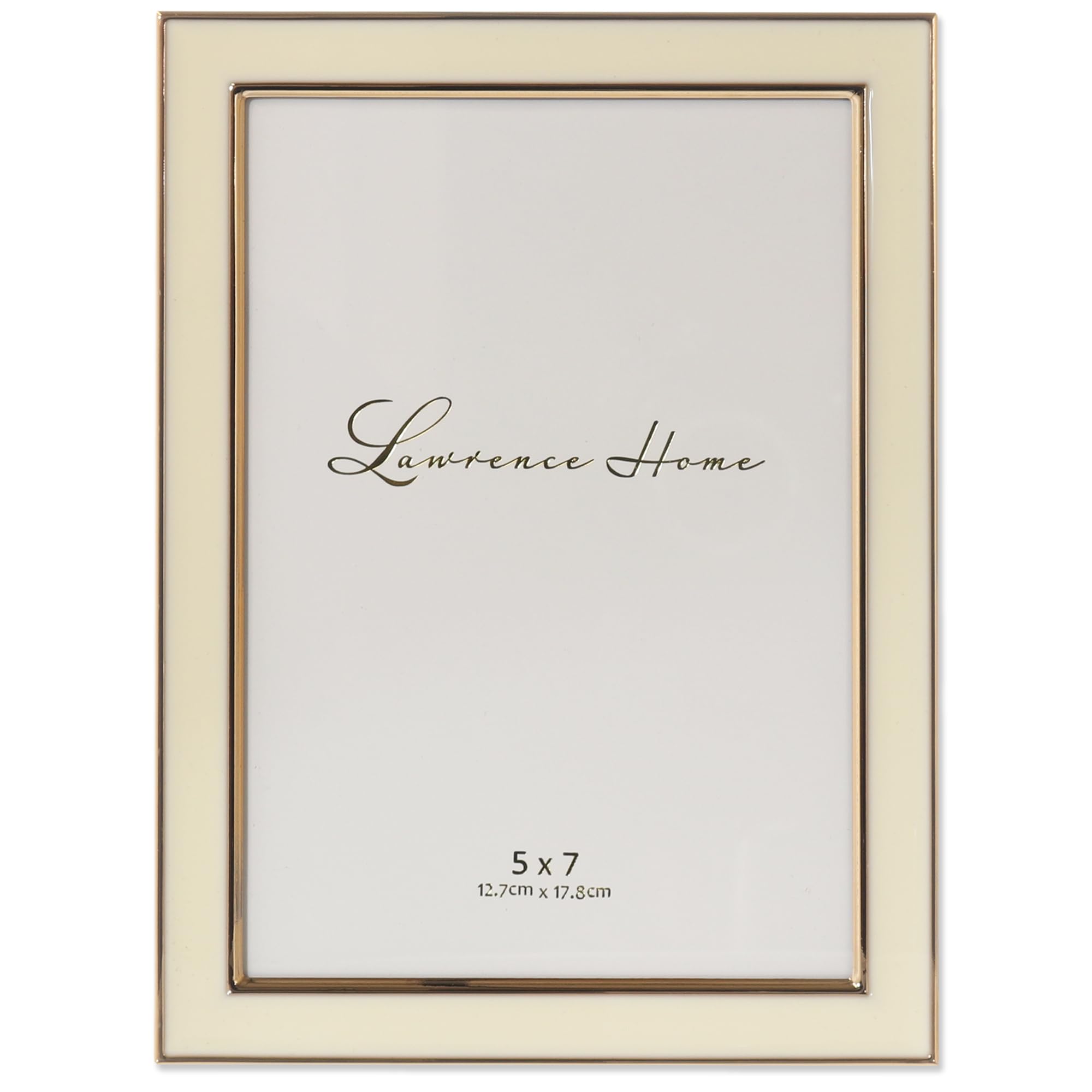 Metal and Enamel Picture Frame, Ivory, 5x7