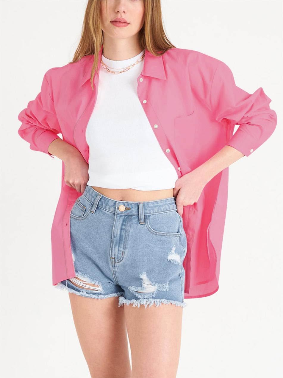 Paintcolors Womens Button Down Shirts Long Sleeve Dressy Casual Blouses Button Up Collared Shirts Tops for women - Image 4