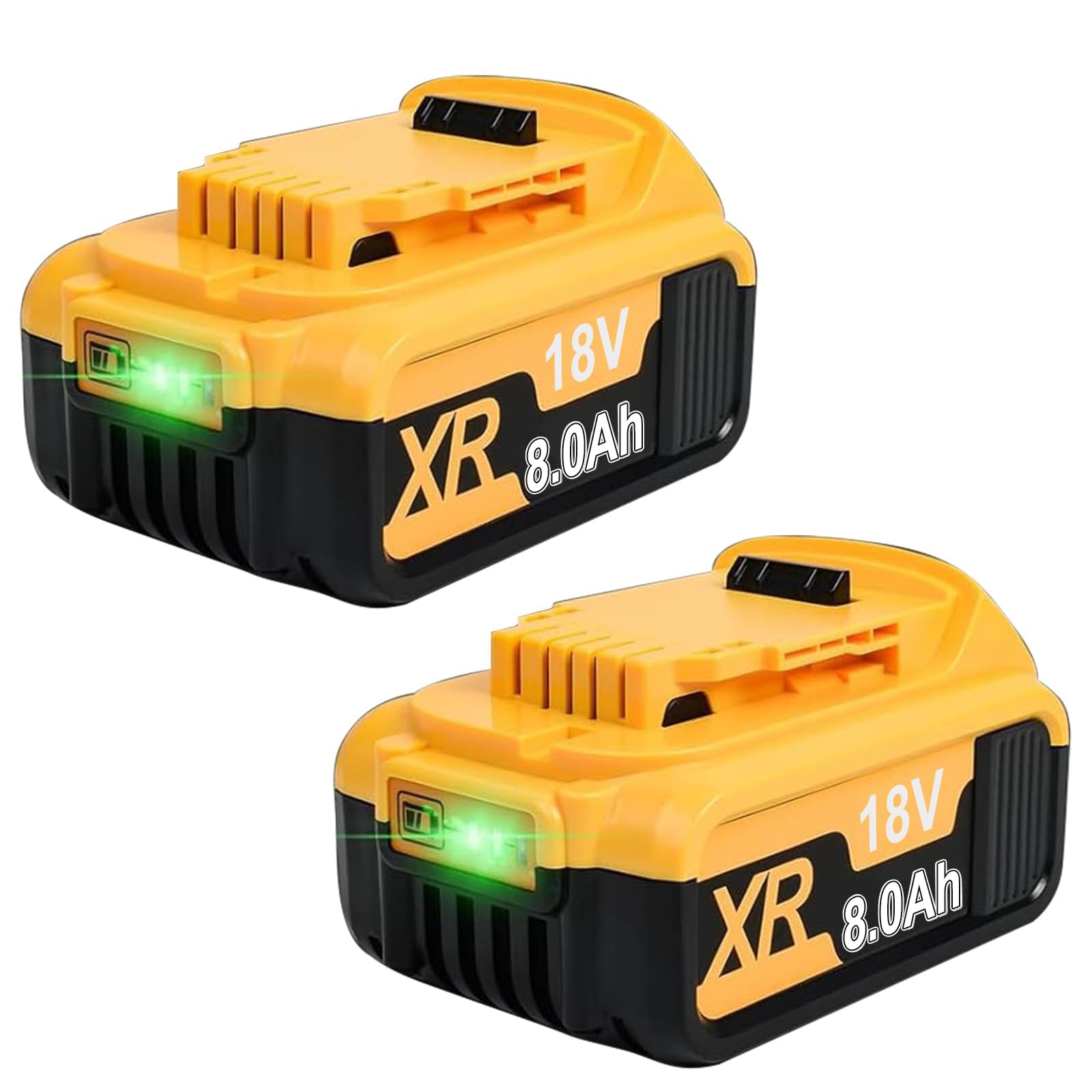 2 Pack 8.0Ah DCB182 Replacement for Dewalt 18V Battery, Compatible with Dewalt Batteries DCB200 DCB184 DCB101 DCB107 DCB112 DCB105 DCB115 DCB203 with LED Indicator
