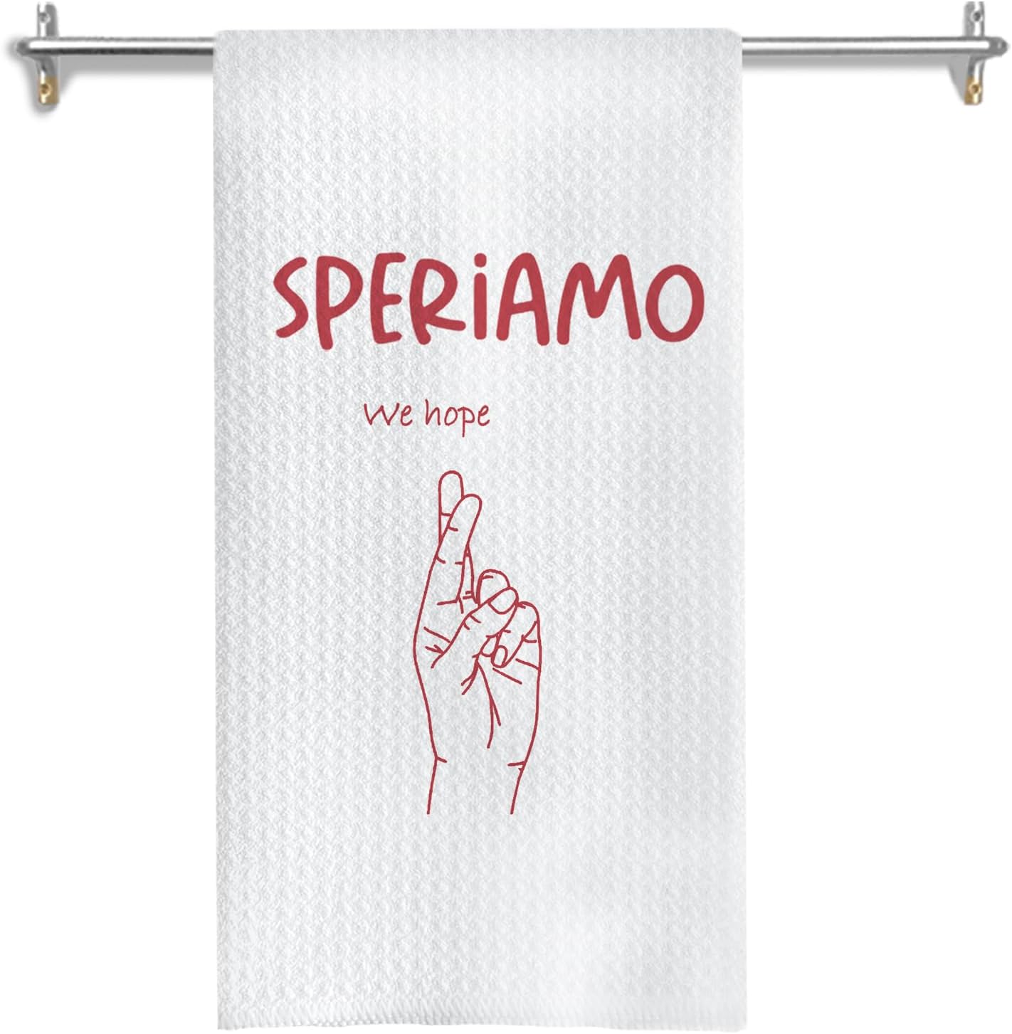Inspirational Italian Kitchen Towels, Trendy Red Italian Speriamo Hand Gesture Dish Tea Towels for Kitchen Decor, Encouragement Gifts Hand Towels for Bathroom Decor, 16x24 Inches