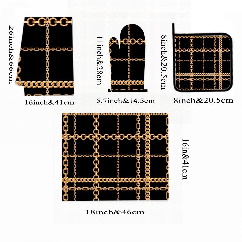 9PCS Catena D'oro Stampa Cucina Decor e Accessori Set