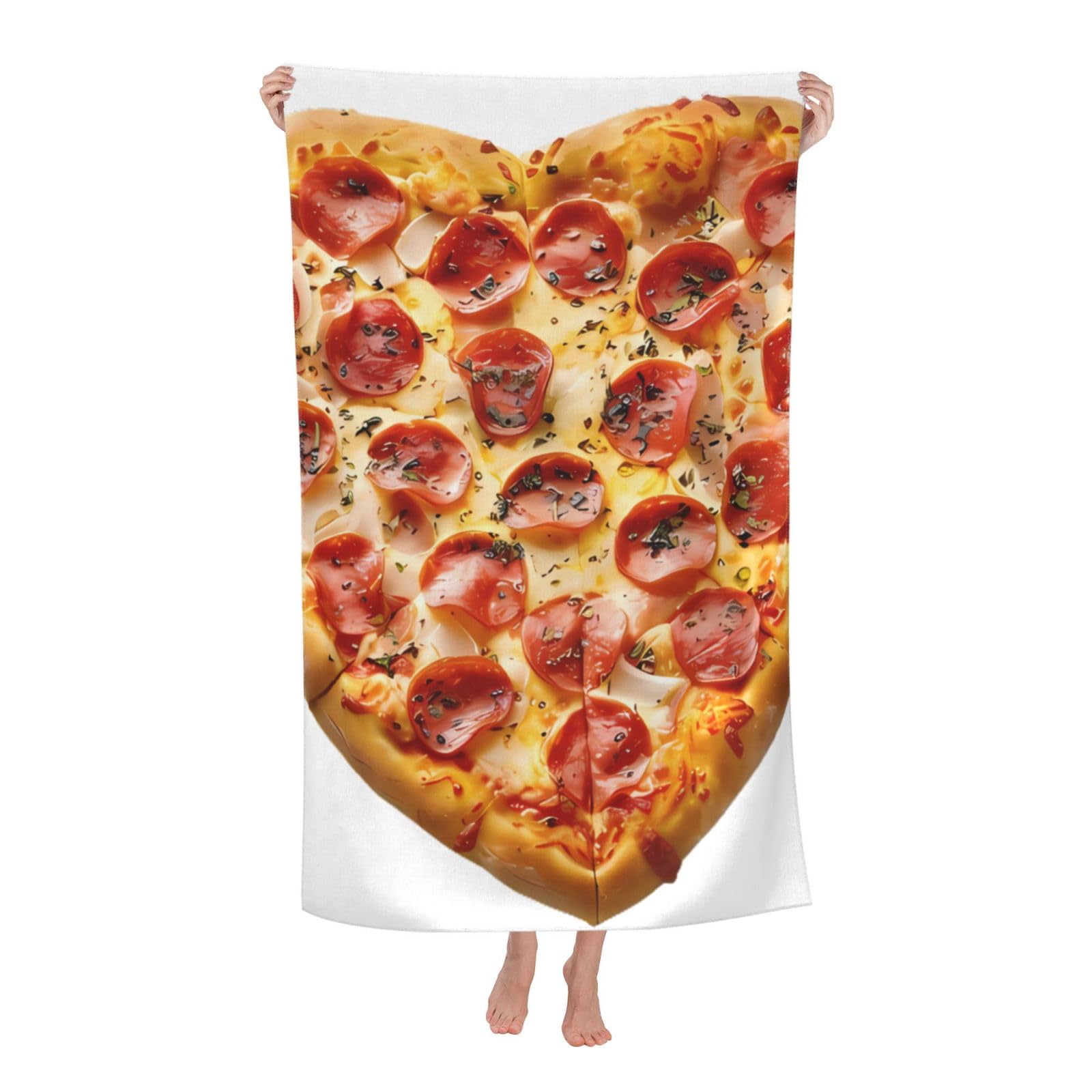 LSRCPD Beach Towel Pizza Heart Microfiber Beach Towels Blanket Oversized Tropical Big Extra Large XL Pool Towels Quick Dry Sandproof for Women Girls Kids