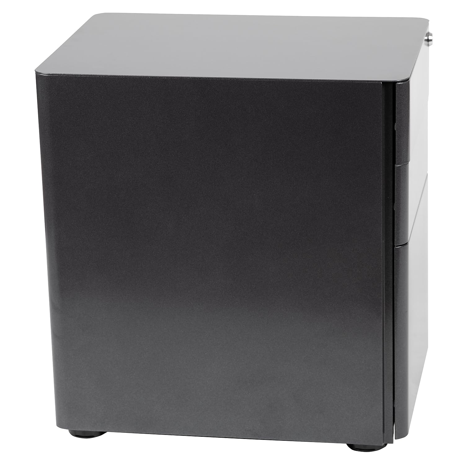 Flash Furniture Moderner Aktenschrank mit 3 Schubladen, abschließbar, mit Kippmechanismus und Hängeschublade für Rechts- und Briefordner, Schwarz