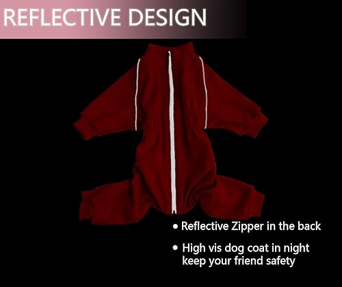 Miniatura 5 de Abrigo de forro polar cálido de cuerpo completo para perro con piernas para cachorro, traje con cierre de cremallera reflectante, fácil y seguro,