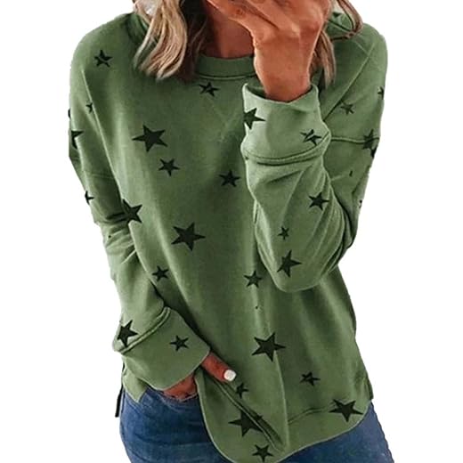 PIFAME Womens Sweatshirt Crew Neck Star Graphic Pullover Tops 2024 Fall Casual Long sleeve Oversized Sweatshirt