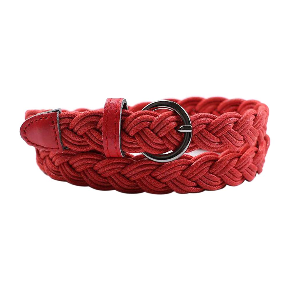 URJIX™ Women Weaved Waist Belt Skinny Braided Waistband Retro Waist Belts Red-image-47
