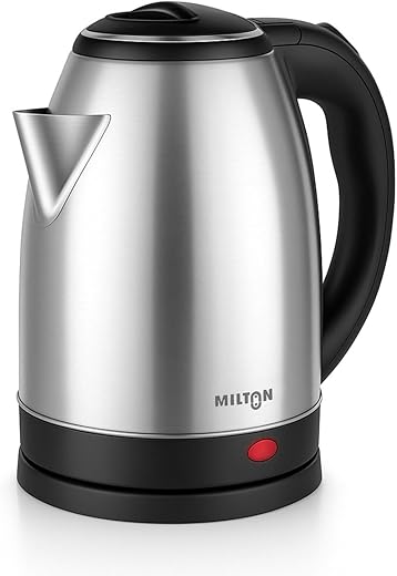 Milton Rapid Electric Kettle 1.8L | 1500 Watts | Stainless Steel Hot Water portable Electric Kettle for Home, Office | Auto Shut-Off with Wide Mouth | Cool-touch Handle and Single-Touch Lid Lock