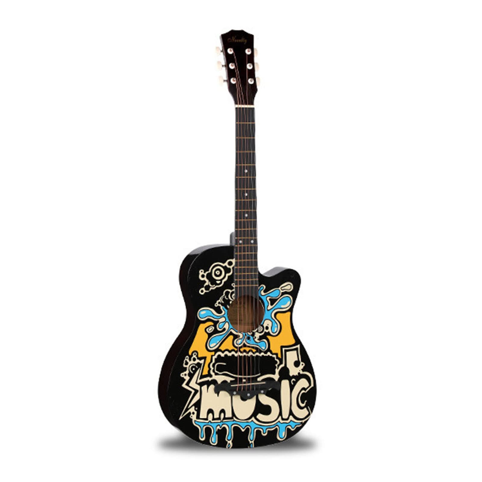 38-Zoll-Akustikgitarre Mit Graffiti-Muster, Hochdichtes Griffbrett Für Präzise Intonation – Geeignet Für Anfänger