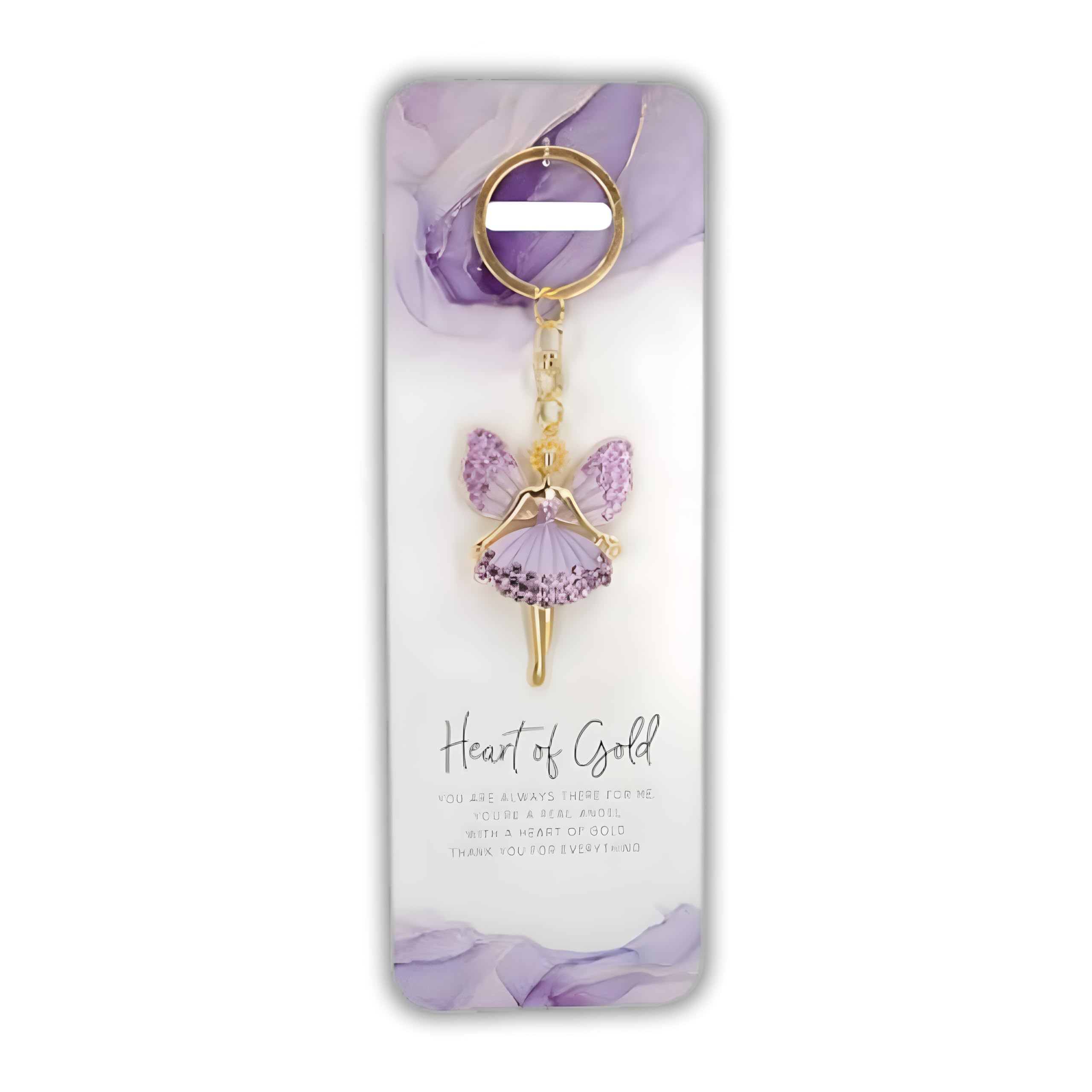 Widdop & Co. Guardian Angel Purple Crystal Keyring – Gold Charm Sentimental Thank You Keepsake Gift for Her, Daughter, Granddaughter or Friend