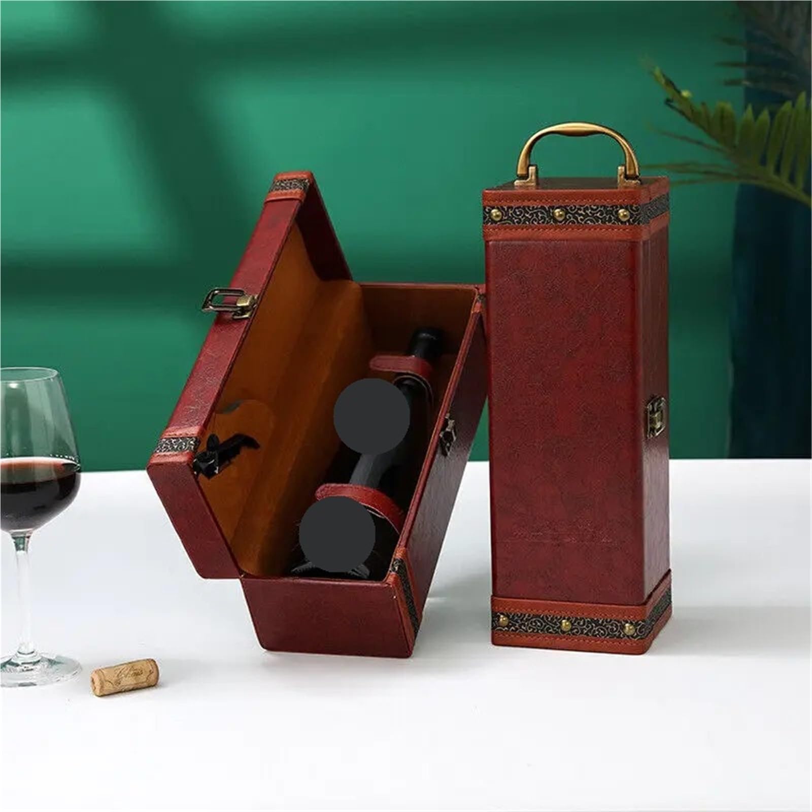 Bolsa De Vino Scatola portabottiglie in Pelle PU, Organizer for la casa, portabottiglie in Pelle, Scatola ...(Brown01)