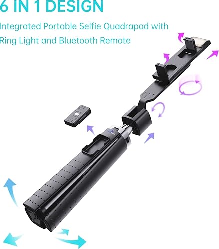 Miniatura 4 de Ambertronix Trípode para selfie stick de 40 pulgadas, luz integrada, control remoto inalámbrico Bluetooth, extensible, acero inoxidable, 3 modos de