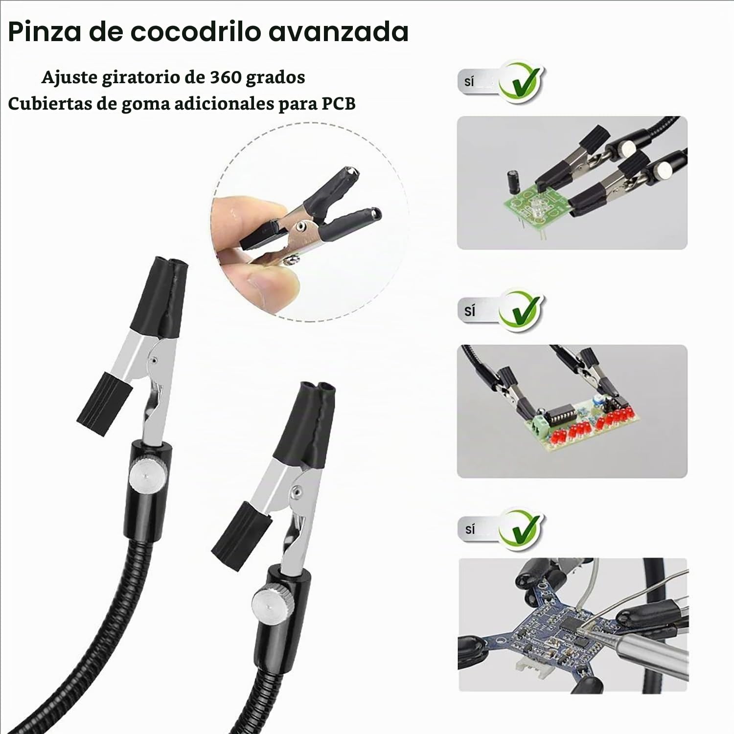 Soldadura a Tercera Mano,Con Lámpara De Aumento Led 6x,Mesa Auxiliar De Soldadura Manual Con 4 Brazos Flexibles,Mesa De Soldadura Con Luz,Adecuada Para Soldadura, Joyería y Bricolaje