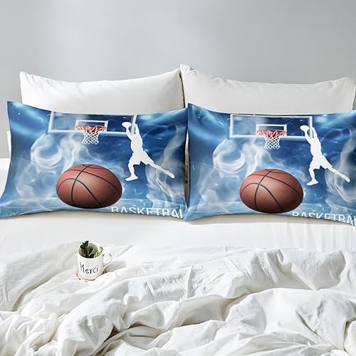 Miniatura 5 de Erosebridal Juego de funda de edredón de baloncesto para niños, juego de ropa de cama de jugador de baloncesto competitivo para niños, adolescentes