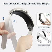 Vista 4 de NEWENMO - Correa de élite integrada de 6000 mAh con batería para Oculus Quest 2, correa de cabeza mejorada con paquete de batería Quest 2, comodidad