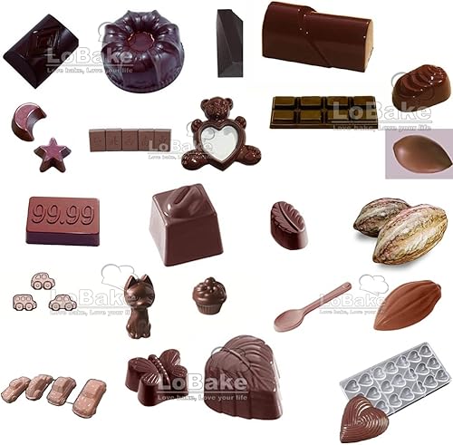 Miniatura 5 de Multiestilo de cacao, olivo, fruta, cubo, oso, caracol, corazón, forma de caracol, molde de policarbonato para chocolate, moldes para cubitos de