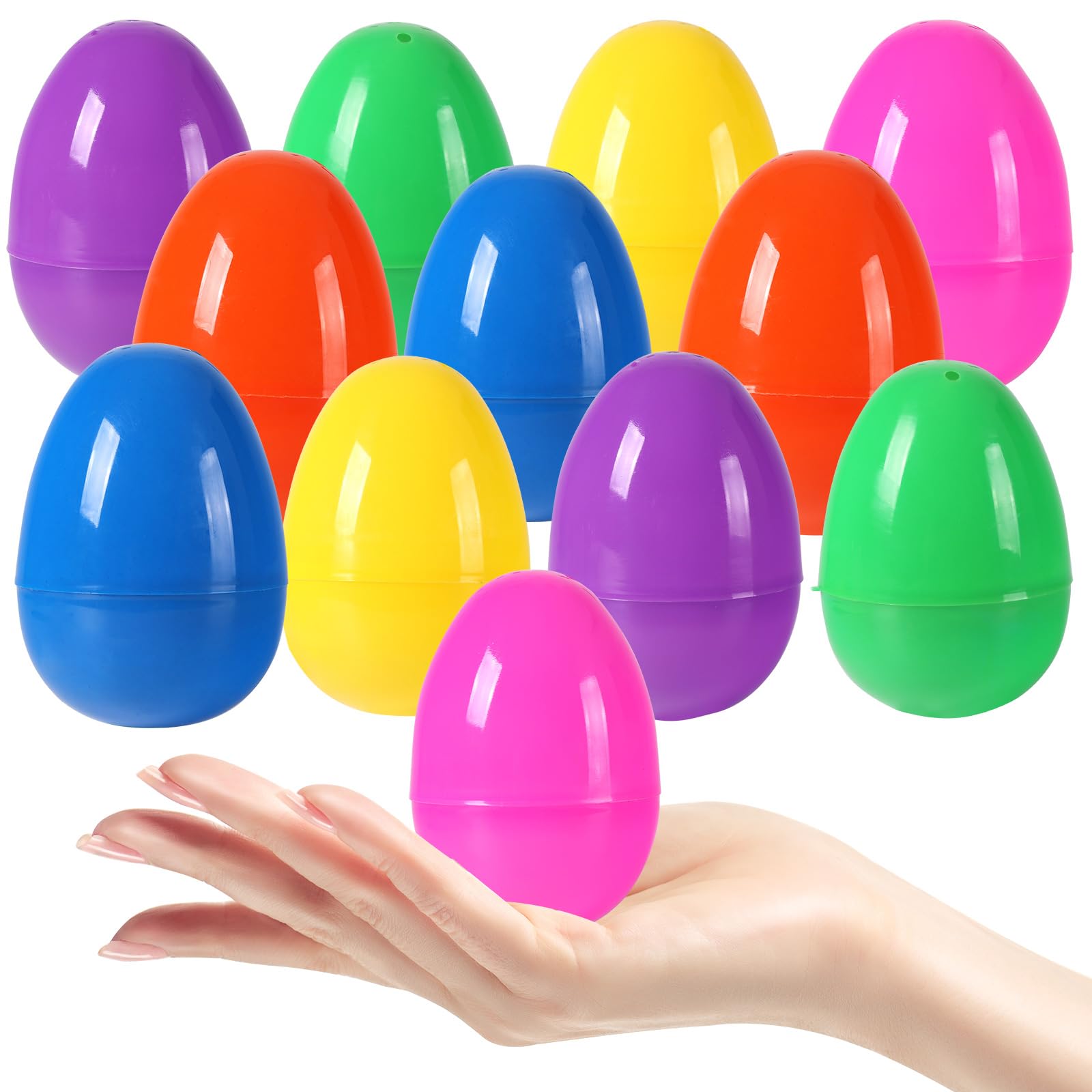 Biubumtu 12Pcs Plastic Bright Easter Eggs Assortment, 3.15'' Fillable Easter Eggs Bulk, Large Easter Eggs Empty, Perfect for Easter Egg Hunt/Surprise Egg