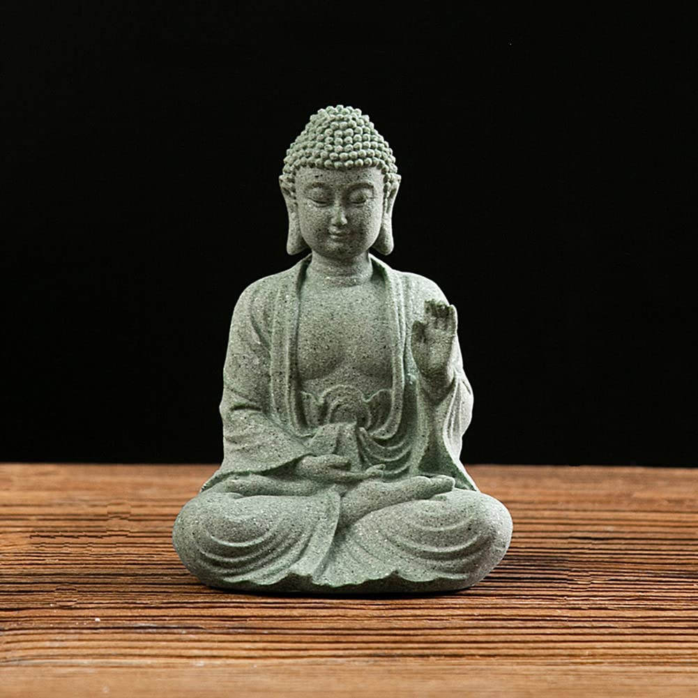 ZYWUOY Resin Stone Aquarium Decorations, Garden Ornament Sitting Buddha Resin Stone Zen Effect Outdoor Indoor Statue