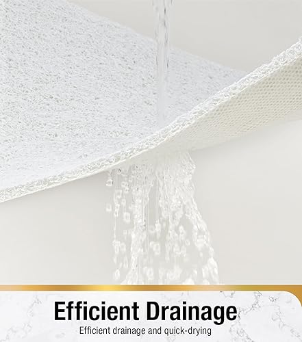 Miniatura 5 de HITSLAM Tapete de ducha antideslizante, de 24 x 16 pulgadas, para bañera con orificios de drenaje, tapete de baño de esponja suave de PVC