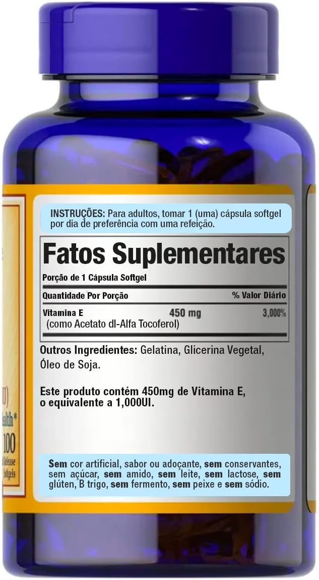 Vitamin E 450 Mg, supports immune function, Capsule 100 count by Puritan's Pride