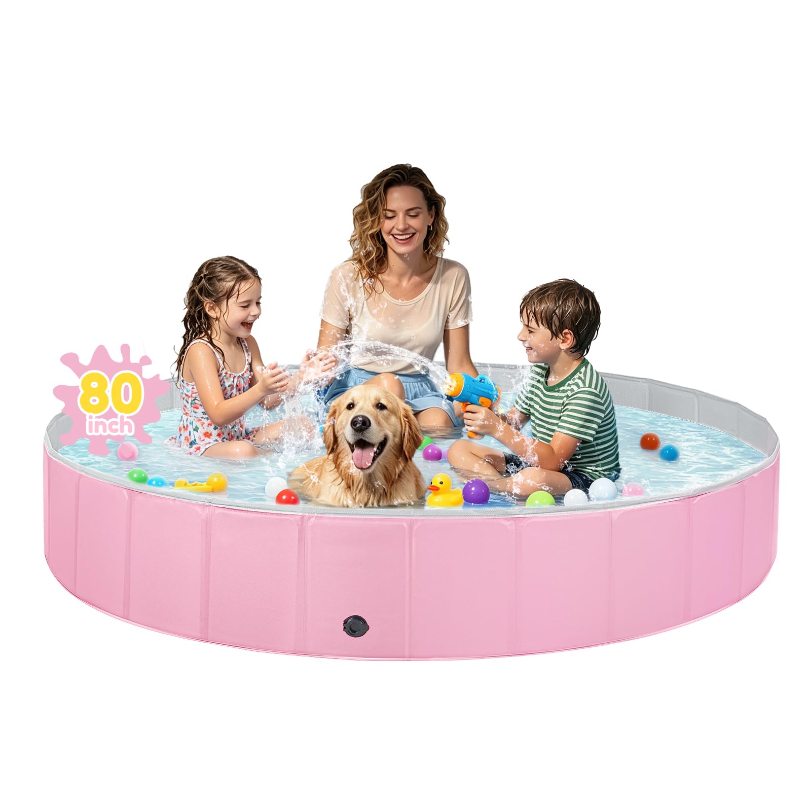 Jecoo Dog Pool for Large Dogs Kiddie Pool Hard Plastic Foldable Dog Bathing Tub Portable Outside Kids Swimming for Pets and Dogs Outdoor Backyard
