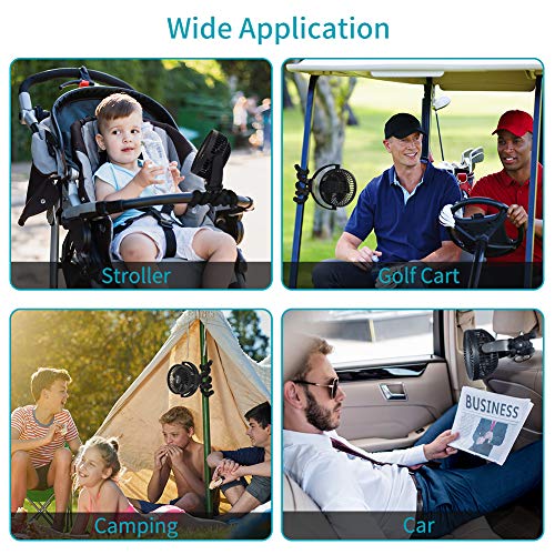 OPOLAR 2020New 5000mAh Rechargeable Battery Powered Clip Fan with Flexible Tripod, Quieter&Stronger Wind, Personal Portable USB Desk Fan for Golf Cart Stroller Car or Outdoor Camping Tent Beach